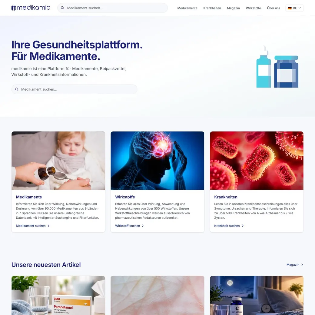 medikamio: öffentliche Medikamentensuche
